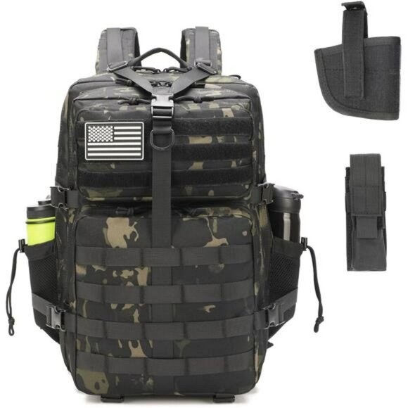 Black Tactical Backpack 45L Molle Military Assault Pack Hunting Gear Bag - Picture 1 of 7